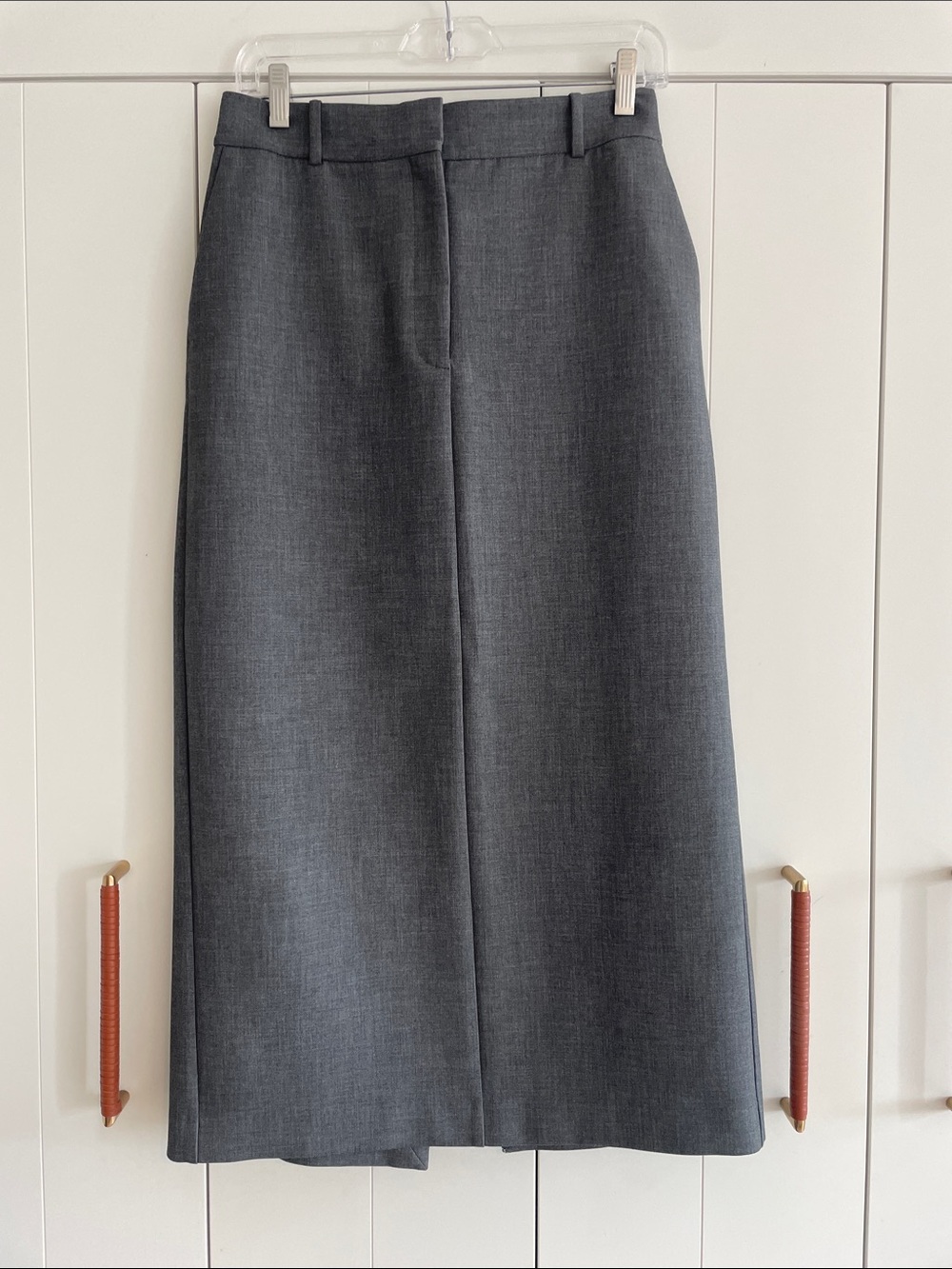 Aritzia Slate Gray Tailored Midi Skirt